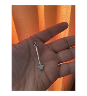 Yıldız Çubuklu Kolye Kadın Antik Gümüş Kaplama 60 cm Zincir