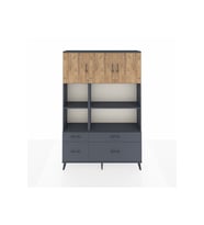 Arges Dolap 8 Raflı 4 Çekmeceli 3 Kapaklı 132x30x195 Antrasit-Çam/Antrasit