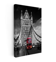 Kanvas Tablo Londra Tower Bridge ve Otobüs Şehir Mimari Tablo Ev Ofis Duvar Dekoru