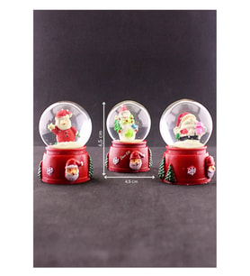 Mini Boy Işıklı Kar Küresi 6,5 cm Dekoratif Hediye 3 Adet Yılbaşı Noel Baba ve Kardan Adam Temalı Mi