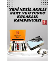 Mey İthalat® Aynalı Bluetooth Kulaklık 7 Kordonlu Akıllı Saat Dijital Göstergeli Uzun Pil Ömrü