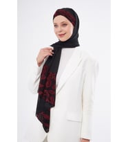 Bordo Çapraz Arkadan Bağlamalı Şal Şifon Çiçek Desenli 2330_16