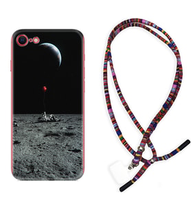 Apple iPhone 5 6 7 8 Plus Se XR Kılıf Boyun Asklı Rasta Silikon Astronoot Red Baloon 1608
