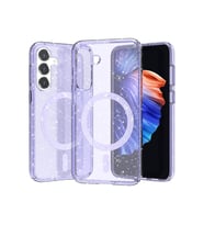 Galaxy S23 FE Kılıf Magsafe Şarj Özellikli Parlayan Simli Saydam Renkli Allstar Kapak (Mor)