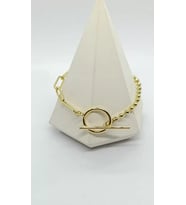 Halka Detaylı Dorika Ataç Gold Bileklik (17 cm)