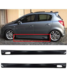 Opel Corsa D Rieger Yan Marşpiyel Seti Plastik 2 Adet Mat Siyah 2006 - 2014 karlık+ek+bodykit