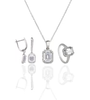 ENCİLİ SİLVER 925 Ayar Gümüş Swarovski Model Gümüş Set