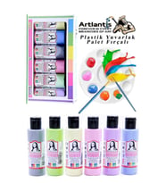 Monalisa Akrilik Boya 6 Renk x 70 ml Pastel Renkler 1 Paket ve Yuvarlak Resim Paleti Fırçalı 1 Paket 10 Hazneli Boya Paleti Sanatsal Boyalar İçin Palet Akrilik Boya (Beyaz)
