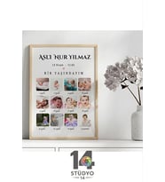 Stüdyo 14 Kişiye Özel Bir Yaşındayım Kolaj Bebek Tablosu ( 12 aylık bebek tablosu ) Yeni doğan Hediye - bebek hediye