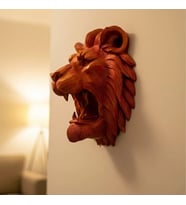 Dekoratif Asılabilir Aslan Başı 3d Duvar Heykeli Gold Red 20x21 Cm