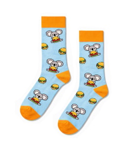 Hamburger Seven Koala Desenli Açık Mavi Turuncu Unisex Soket Çorap