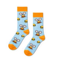 Hamburger Seven Koala Desenli Açık Mavi Turuncu Unisex Soket Çorap