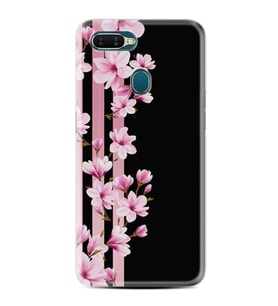 Oppo A5S A15 A16 A54 A55 A73 A74 Kılıf Desemli Silikon Pink Flowers 3 1393