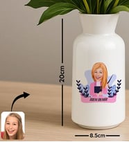 BK Gift Kişiye Özel Karikatürlü Öğretmenler Günü Tasarımlı Seramik Vazo-8, Ev Hediyesi, Öğretmene Hediye