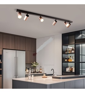 RİOLIGHT MODERN BAKIR HAREKETLİ BAŞLIK 6XGU10 LED SIRALI SPOT AVİZE(AMPÜL DAHİL)UZUNLUK:120CM