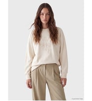 LCW Modest Bej Nakışlı Soft Touch Kadın Sweatshirt Tunik