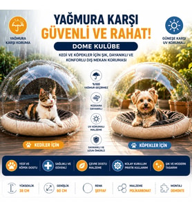 Bauwelt Dome Şeffaf Evcil Hayvan Evi - Kedi ve Küçük Irk Köpekler İçin Demonte Yaşam Alanı
