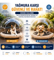 Bauwelt Dome Şeffaf Evcil Hayvan Evi - Kedi ve Küçük Irk Köpekler İçin Demonte Yaşam Alanı