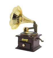 Gramofon Müzik Kutusu Kurmalı ve Çekmeceli 26cm (Karışık)