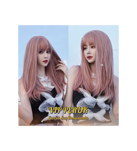 Toz Pembe Vip Düz Vip Peruk Model