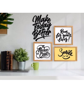 BK Home Dekoratif 3’lü Retro Ahşap Tablo ve Konsept Duvar Dekoru-5