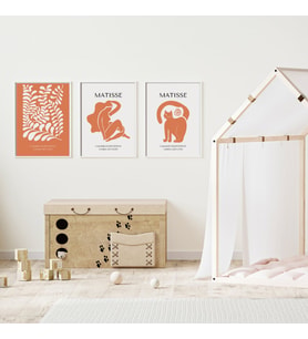 Turuncunun Büyüsü Matisse  Duvar Tablosu Çerçeveli 3'lü Set Beyaz Renk 35 x 50 Boyut/Ebat (Standart)