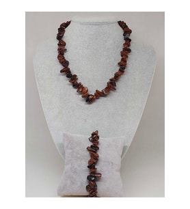 Kahverengi Obsidyen Taşı İri Taşlar Kolye & Bileklik Seti (52268)
