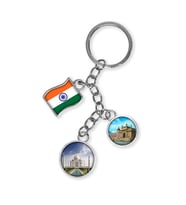 Hindistan Üçlü Epoksi Metal Çift Taraflı Damla Anahtarlık India (Çok Renkli)