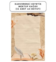 Kahverengi Estetik Mektup Kağıdı (12 Adet A4 Boyut)