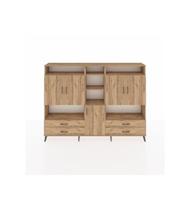 Arges Dolap 12 Raflı 4 Çekmeceli 5 Kapaklı 220x30x163 Çam-Çam