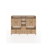 Arges Dolap 12 Raflı 4 Çekmeceli 5 Kapaklı 220x30x163 Çam-Çam