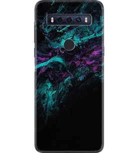 TCL 10 SE Kılıf Resimli Silikon Kılıf Abstract Green 1302