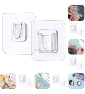 4 LÜ SET Çift Taraflı Yapışkanlı Geçmeli Klips Eşya Sabitleme Askısı Çerçeve Şef