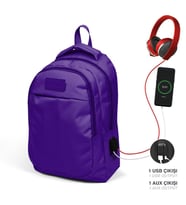 Coral High Kids Mor Üç Bölmeli USB Şarjlı Kulaklık Çıkışlı Okul Sırt Çantası 24311