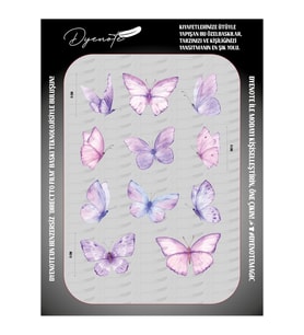 Purple Mor Butterfly Iron Press Tekstil Ütü İle Yapışan Transfer Baskı Kağıdı DTF BASKI