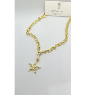 Çıkarılabilir Yıldız Uçlu Gold Zincir Kolye (42+5 cm)