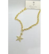 Çıkarılabilir Yıldız Uçlu Gold Zincir Kolye (42+5 cm)