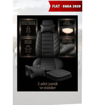 fiat egea 2020 Koltuk ve Kılıf uyumlu Minder Lüks Yastık Siyah 2 Minder 2 Yastık