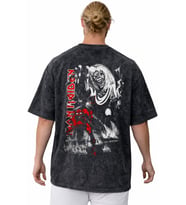 Tasarım Iron Maiden Rock Metal Müzik Grubu Sırt Baskılı Unisex Oversize Vintage Yıkamalı Tişört