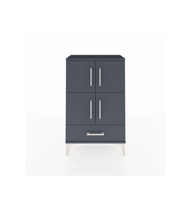 Arges Komodin 4 Raflı Tek Çekmeceli 4 Kapaklı 60x30x96 Antrasit-Antrasit
