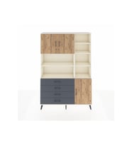 Arges Dolap 9 Raflı 4 Çekmeceli 3 Kapaklı 132x30x195 Aytaşı-Çam/Antrasit