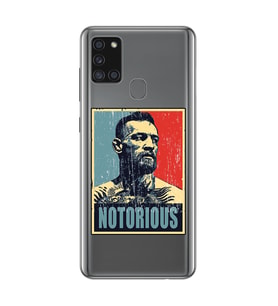 Samsung Galaxy A21S Uyumlu Conor Mcgregor Notorious Desenli Şeffaf Telefon Kılıfı