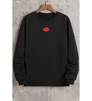 Unisex Ninja Akatsuki Bisiklet Yaka Sweatshirt (Siyah)