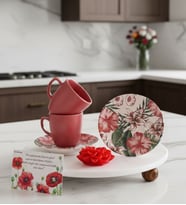 Mum Hediyeli 2 Kişilik Seramik Türk Kahve Fincanı Seti (Model 1)