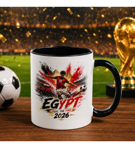 BK Gift Mısır Taraftar Temalı 2026 Dünya Kupası Tasarımlı Siyah Kupa Bardak
