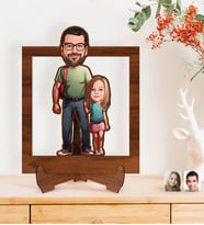 BK Gift Kişiye Özel Baba-Kız Karikatürlü Ahşap 3D Standlı Biblo-1, Babalar Günü Hediyesi, Babaya Hediye