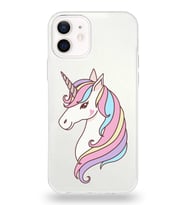 Apple iPhone 12 Uyumlu Kapak Unicorn Tasarımlı Şeffaf Silikon Kılıf