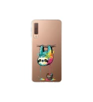 Samsung Galaxy A7 2018 ile Uyumlu Splash Tembel Hayvan Tasarımlı Şeffaf Silikon Kılıf