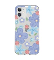 Iphone 11 Uyumlu Çiçek ve Çilek Desenli Şeffaf Telefon Kılıfı