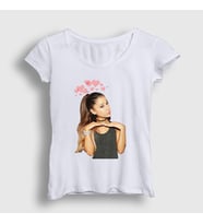 Presmono Kadın Beyaz Hearts Ariana Grande T-Shirt 152403tt